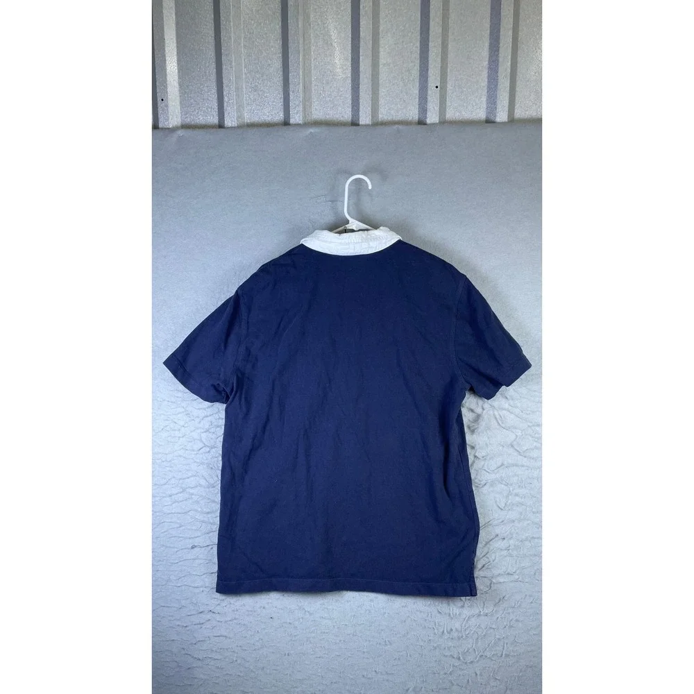 Banana Republic Rugby Polo Shirt Mens L Blue Excellent Short Sleeve Logo 14047